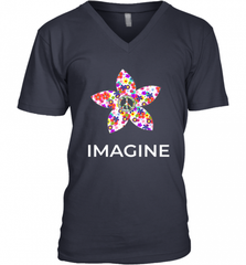 Imagine Flower Peace Sign Hippie 60s 70s Retro Men's V-Neck Men's V-Neck - Nice-Tshirts4u