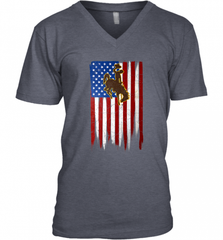 Wyoming Cowboys Grunge American Flag  Apparel Men's V-Neck Men's V-Neck - Nice-Tshirts4u