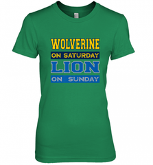 Wolverine on Saturday Lion on Sunday Detroit Football Gift Women's Premium T-Shirt Women's Premium T-Shirt - Nice-Tshirts4u