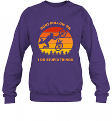Don't Follow Me I Do Stupid Things Bike Lover Vintage Retro Crewneck Sweatshirt Crewneck Sweatshirt - Nice-Tshirts4u