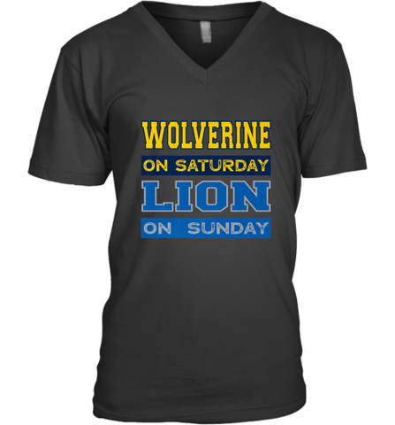 Wolverine on Saturday Lion on Sunday Detroit Football Gift Men's V-Neck Men's V-Neck / Black / S Men's V-Neck - Nice-Tshirts4u