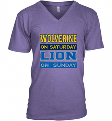 Wolverine on Saturday Lion on Sunday Detroit Football Gift Men's V-Neck Men's V-Neck - Nice-Tshirts4u