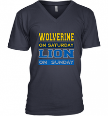 Wolverine on Saturday Lion on Sunday Detroit Football Gift Men's V-Neck Men's V-Neck - Nice-Tshirts4u