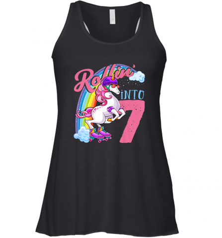 Kids Unicorn Roller Skate 7th Birthday Shirt Girls Unicorn Women's Racerback Tank Women's Racerback Tank / Black / XS Women's Racerback Tank - Nice-Tshirts4u
