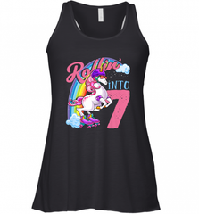Kids Unicorn Roller Skate 7th Birthday Shirt Girls Unicorn Women's Racerback Tank Women's Racerback Tank - Nice-Tshirts4u
