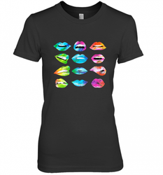 Tie Dye Lip Mood Mouths Bite Tongue Out Smile Smirk Kiss Women's Premium T-Shirt