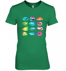 Tie Dye Lip Mood Mouths Bite Tongue Out Smile Smirk Kiss Women's Premium T-Shirt