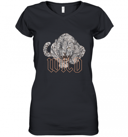 Wild Jaguar Leopard Cheetah Print Graphic Women's V-Neck T-Shirt Women's V-Neck T-Shirt / Black / S Women's V-Neck T-Shirt - Nice-Tshirts4u