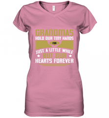 Grandmas hold our tiny hands for just a little while…..but our hearts forever 01 Women's V-Neck T-Shirt Women's V-Neck T-Shirt - Nice-Tshirts4u
