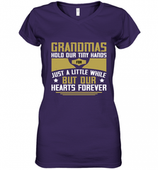 Grandmas hold our tiny hands for just a little while…..but our hearts forever 01 Women's V-Neck T-Shirt Women's V-Neck T-Shirt - Nice-Tshirts4u