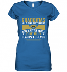 Grandmas hold our tiny hands for just a little while…..but our hearts forever 01 Women's V-Neck T-Shirt Women's V-Neck T-Shirt - Nice-Tshirts4u