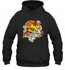 Kids Space Jam Group Shot Basketball Logo Hooded Sweatshirt Hooded Sweatshirt - Nice-Tshirts4u