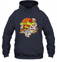 Kids Space Jam Group Shot Basketball Logo Hooded Sweatshirt Hooded Sweatshirt - Nice-Tshirts4u