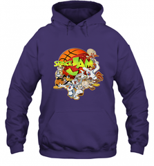 Kids Space Jam Group Shot Basketball Logo Hooded Sweatshirt Hooded Sweatshirt - Nice-Tshirts4u