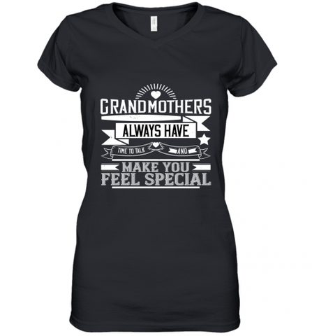 Grandmothers always have time to talk and make you feel special 01 Women's V-Neck T-Shirt Women's V-Neck T-Shirt / Black / S Women's V-Neck T-Shirt - Nice-Tshirts4u