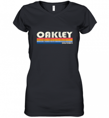 Vintage 70s 80s Style Oakley CA Women's V-Neck T-Shirt Women's V-Neck T-Shirt - Nice-Tshirts4u
