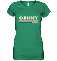 Vintage 70s 80s Style Oakley CA Women's V-Neck T-Shirt Women's V-Neck T-Shirt - Nice-Tshirts4u