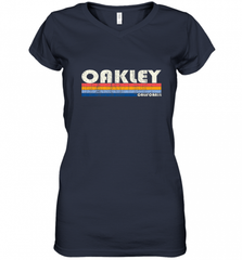 Vintage 70s 80s Style Oakley CA Women's V-Neck T-Shirt Women's V-Neck T-Shirt - Nice-Tshirts4u
