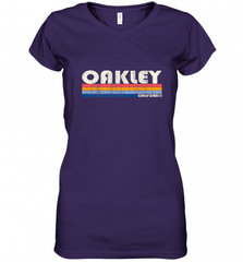 Vintage 70s 80s Style Oakley CA Women's V-Neck T-Shirt Women's V-Neck T-Shirt - Nice-Tshirts4u