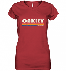 Vintage 70s 80s Style Oakley CA Women's V-Neck T-Shirt Women's V-Neck T-Shirt - Nice-Tshirts4u