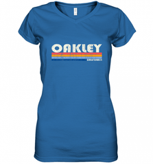 Vintage 70s 80s Style Oakley CA Women's V-Neck T-Shirt Women's V-Neck T-Shirt - Nice-Tshirts4u
