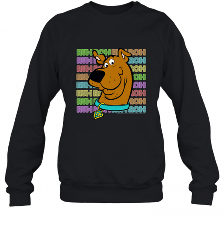 Kids Scooby Doo Ruh Roh Neon Text Stack Crewneck Sweatshirt Crewneck Sweatshirt / Black / S Crewneck Sweatshirt - Nice-Tshirts4u