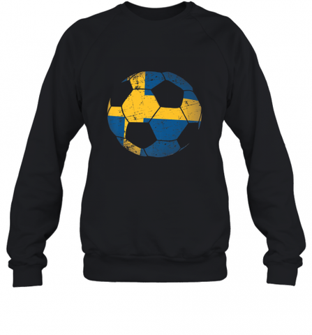 Sweden Soccer Ball Flag Jersey Shirt  Swedish Football Gift Crewneck Sweatshirt Crewneck Sweatshirt / Black / S Crewneck Sweatshirt - Nice-Tshirts4u