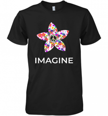 Imagine Flower Peace Sign Hippie 60s 70s Retro Men's Premium T-Shirt Men's Premium T-Shirt - Nice-Tshirts4u