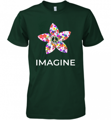 Imagine Flower Peace Sign Hippie 60s 70s Retro Men's Premium T-Shirt Men's Premium T-Shirt - Nice-Tshirts4u