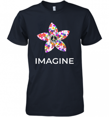 Imagine Flower Peace Sign Hippie 60s 70s Retro Men's Premium T-Shirt Men's Premium T-Shirt - Nice-Tshirts4u