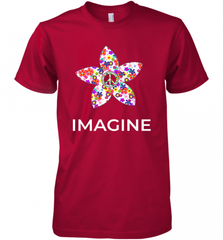 Imagine Flower Peace Sign Hippie 60s 70s Retro Men's Premium T-Shirt Men's Premium T-Shirt - Nice-Tshirts4u