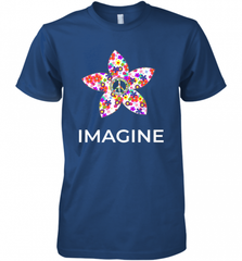 Imagine Flower Peace Sign Hippie 60s 70s Retro Men's Premium T-Shirt Men's Premium T-Shirt - Nice-Tshirts4u