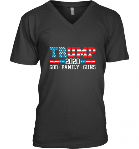 Trump 2020 God Family Guns Lovers Election Supporter Men's V-Neck Men's V-Neck / Black / S Men's V-Neck - Nice-Tshirts4u