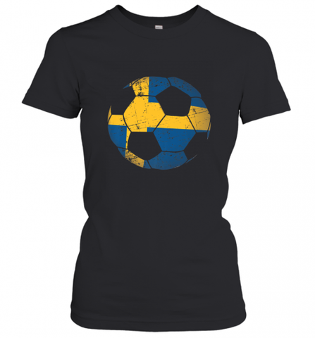 Sweden Soccer Ball Flag Jersey Shirt  Swedish Football Gift Women's T-Shirt Women's T-Shirt / Black / XS Women's T-Shirt - Nice-Tshirts4u