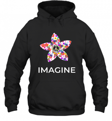 Imagine Flower Peace Sign Hippie 60s 70s Retro Hooded Sweatshirt Hooded Sweatshirt - Nice-Tshirts4u