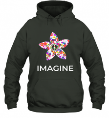 Imagine Flower Peace Sign Hippie 60s 70s Retro Hooded Sweatshirt Hooded Sweatshirt - Nice-Tshirts4u