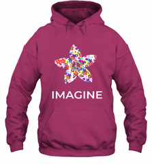 Imagine Flower Peace Sign Hippie 60s 70s Retro Hooded Sweatshirt Hooded Sweatshirt - Nice-Tshirts4u