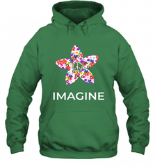 Imagine Flower Peace Sign Hippie 60s 70s Retro Hooded Sweatshirt Hooded Sweatshirt - Nice-Tshirts4u