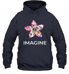 Imagine Flower Peace Sign Hippie 60s 70s Retro Hooded Sweatshirt Hooded Sweatshirt - Nice-Tshirts4u