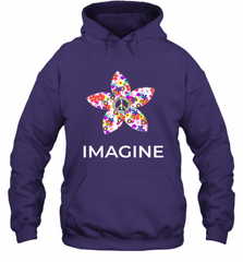 Imagine Flower Peace Sign Hippie 60s 70s Retro Hooded Sweatshirt Hooded Sweatshirt - Nice-Tshirts4u