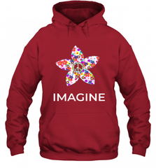 Imagine Flower Peace Sign Hippie 60s 70s Retro Hooded Sweatshirt Hooded Sweatshirt - Nice-Tshirts4u