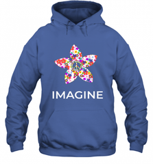 Imagine Flower Peace Sign Hippie 60s 70s Retro Hooded Sweatshirt Hooded Sweatshirt - Nice-Tshirts4u