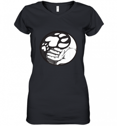 Dog Paw Hand Yin Yang Shirt _ Cute Animal Rescuers Women's V-Neck T-Shirt