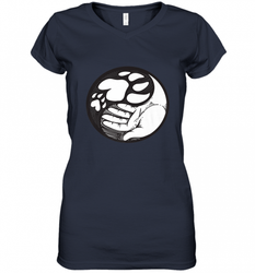 Dog Paw Hand Yin Yang Shirt _ Cute Animal Rescuers Women's V-Neck T-Shirt