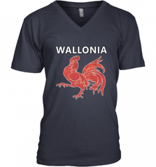 Wallonia National Rooster Heritage Tee Men's V-Neck Men's V-Neck - Nice-Tshirts4u