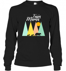 Twin Mom Mama Bear Shirt for Women Camping Bear and Cubs Long Sleeve T-Shirt Long Sleeve T-Shirt - Nice-Tshirts4u