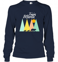 Twin Mom Mama Bear Shirt for Women Camping Bear and Cubs Long Sleeve T-Shirt