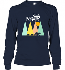 Twin Mom Mama Bear Shirt for Women Camping Bear and Cubs Long Sleeve T-Shirt Long Sleeve T-Shirt - Nice-Tshirts4u