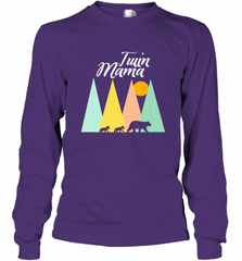 Twin Mom Mama Bear Shirt for Women Camping Bear and Cubs Long Sleeve T-Shirt Long Sleeve T-Shirt - Nice-Tshirts4u