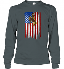 Wyoming Cowboys Grunge American Flag  Apparel Long Sleeve T-Shirt Long Sleeve T-Shirt - Nice-Tshirts4u